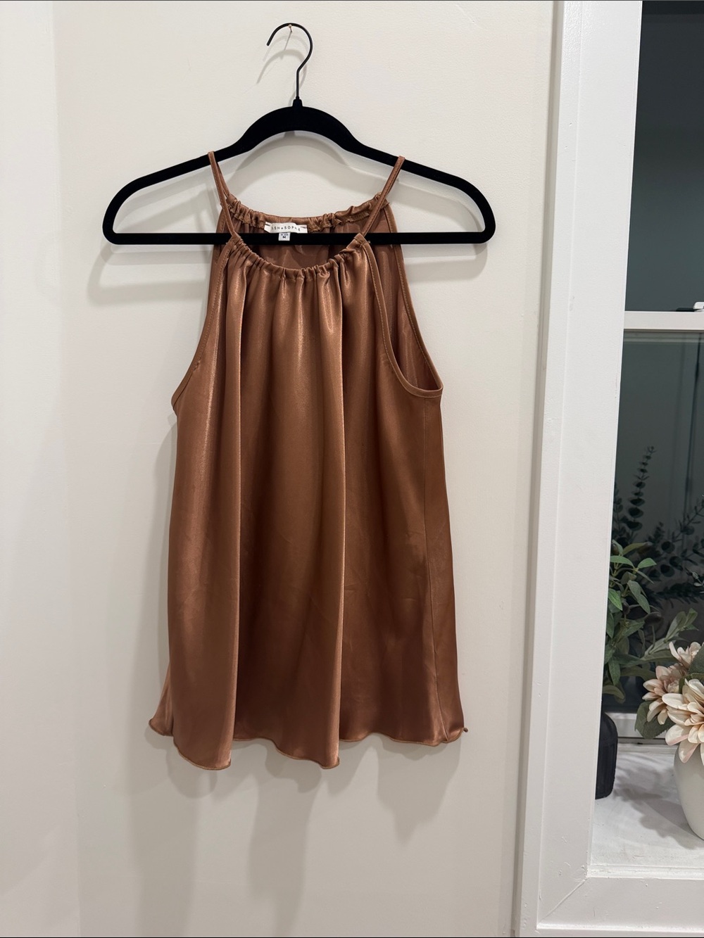 Satin Halter Camisole in Warm Brown